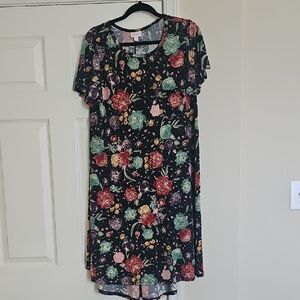Lularoe Carly Dress - Navy With Flowers
